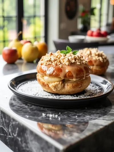 Apple Cheesecake Buns with Crumble Topping - cooking process