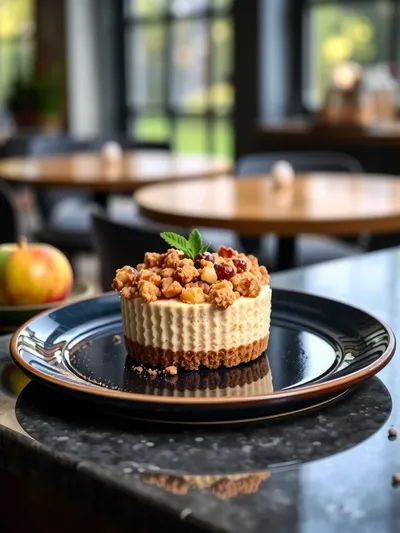 Apple Crisp Mini Cheesecakes - ready to serve