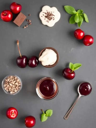 Black Forest Chocolate Cherry Trifle - ingredients preparation