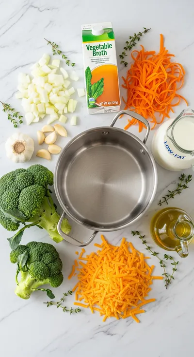 Broccoli Cheddar Soup – Healthy Diet Meal - ingredients preparation