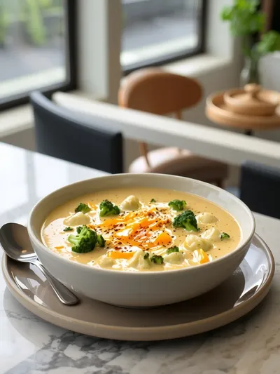 Broccoli Potato Cheese Soup - ready to serve