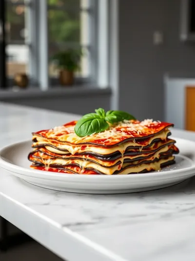 Cheesy Eggplant Lasagna – Low-Carb Italian Classic - ready to serve
