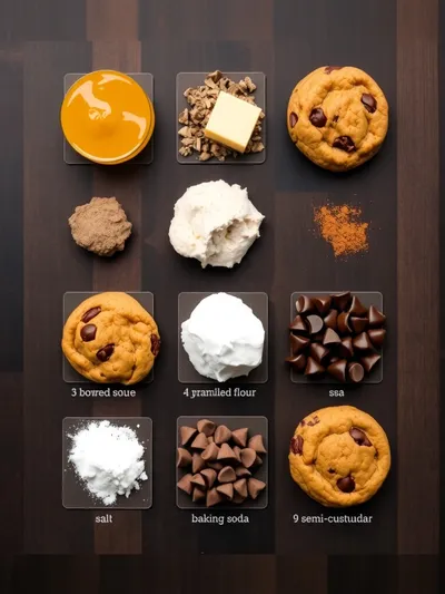 Chewy Pumpkin Chocolate Chip Cookies - ingredients preparation