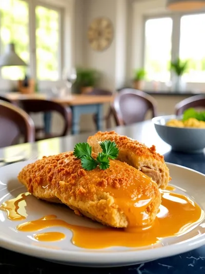 Crispy Chicken Cordon Bleu with Dijon Sauce - ready to serve