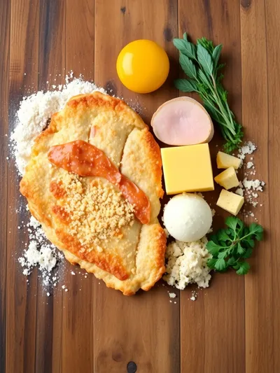 Crispy Chicken Cordon Bleu with Dijon Sauce - ingredients preparation