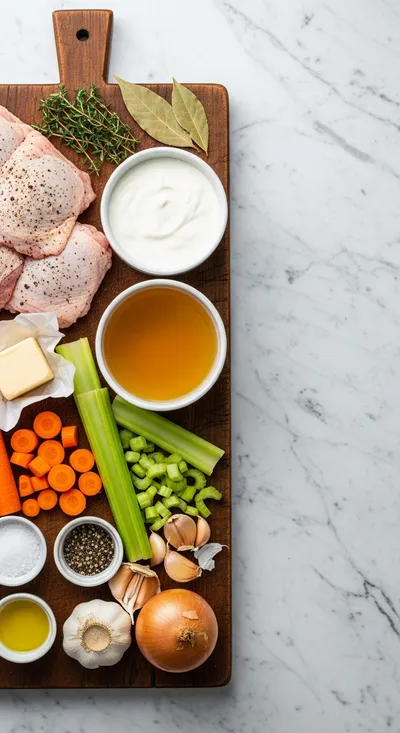 Chicken Fricassée – Quick French Chicken Stew - ingredients preparation