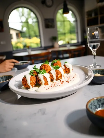 Chicken Kofta with Creamy Garlic Yogurt Sauce - ready to serve