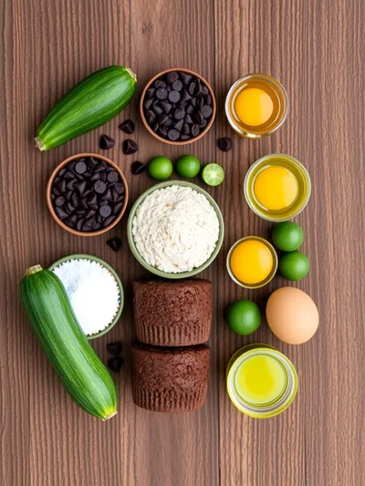 Chocolate Zucchini Muffins – Healthy & Moist - ingredients preparation