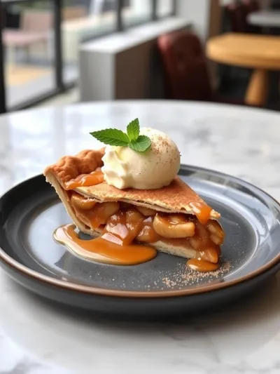 Cinnamon Apple Pie à La Mode - ready to serve