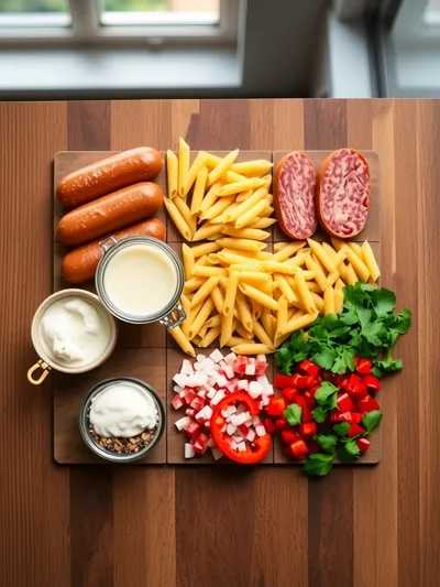 Creamy Cajun Sausage Pasta (One Pot) - ingredients preparation