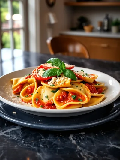 Creamy Tuscan Ravioli - ready to serve