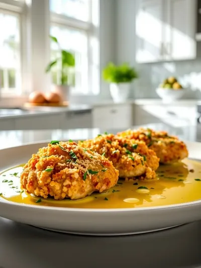 Crispy Parmesan Chicken with Garlic Sauce