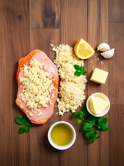 Crispy Parmesan Chicken with Garlic Sauce - ingredients preparation