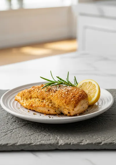Crispy Parmesan Chicken with Garlic Sauce