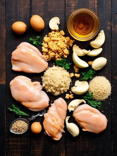 Double Crunch Honey Garlic Chicken Breasts - ingredients preparation