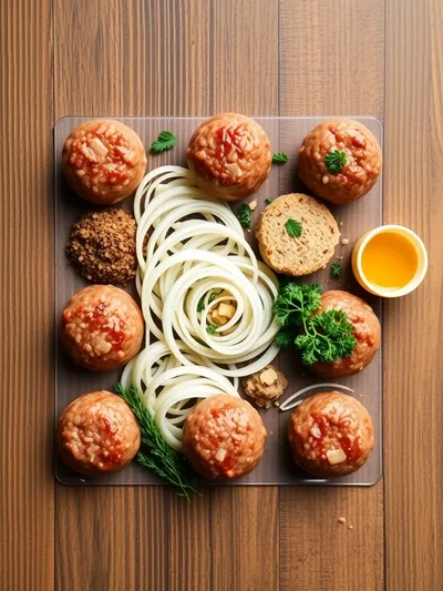 French Onion Meatballs - ingredients preparation