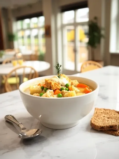 Healthy Chicken Pot Pie Soup - cooking process