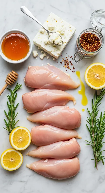 Hot Honey Feta Chicken - ingredients preparation