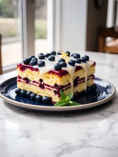 Lemon Blueberry Sheet Cake Recipe - cooking process