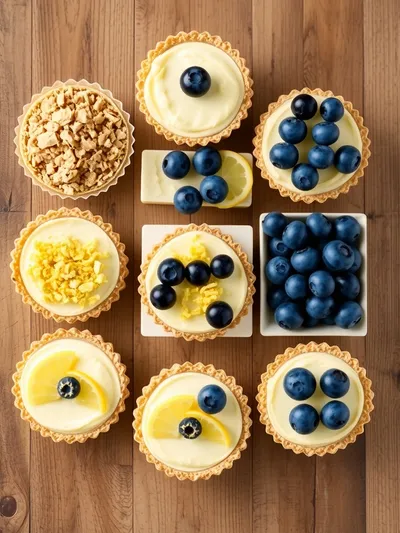 Mini Lemon Blueberry Cheesecakes - ingredients preparation