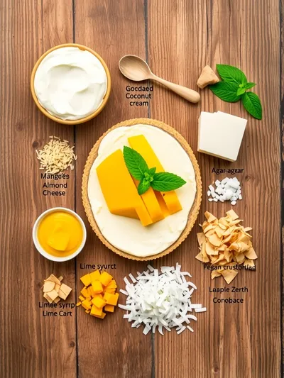 No Bake Vegan Mango Coconut Cheesecake - ingredients preparation