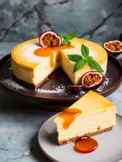 Easy Passion Fruit Cheesecake - ready to serve