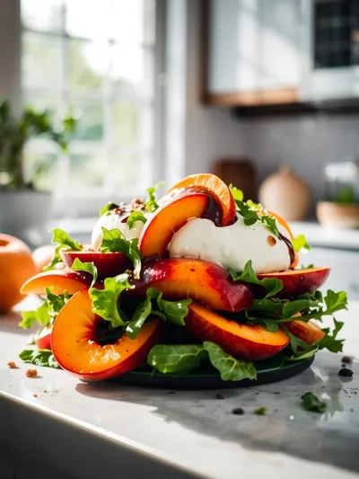 Peach Burrata Salad with Balsamic Drizzle