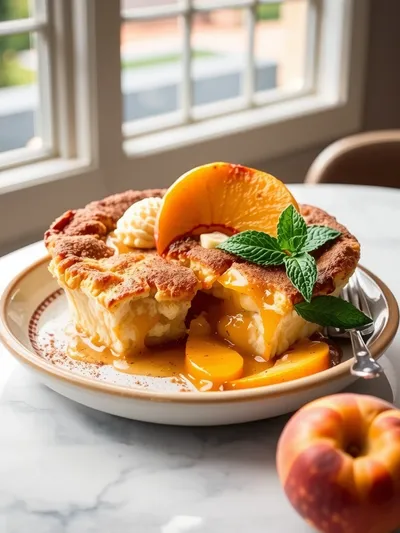 Easy Peach Cobbler - ready to serve