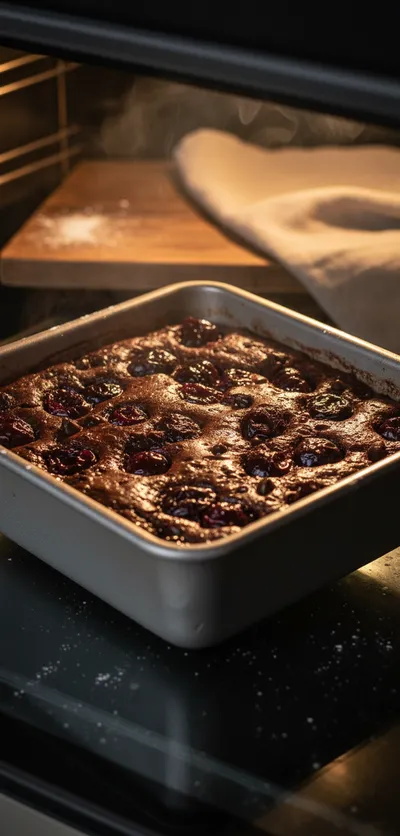 Roasted Cherry Brownies Recipe - cooking process