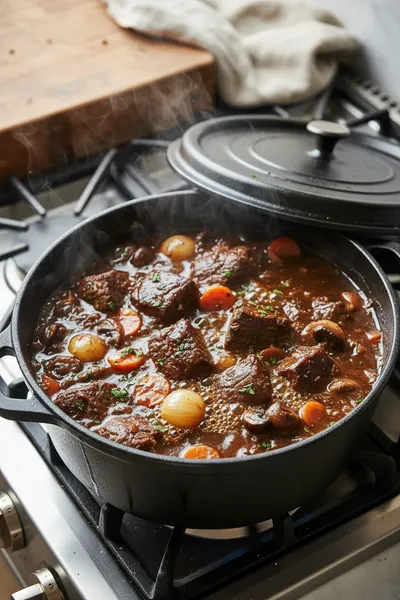 French Beef Bourguignon Recipe for a Rich Dinner - cooking process