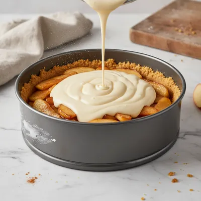 Salted Caramel Apple Pie Cheesecake - cooking process