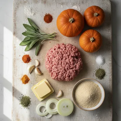 Ground Turkey & Brown Butter Sage Stuffed Pumpkins - ingredients preparation