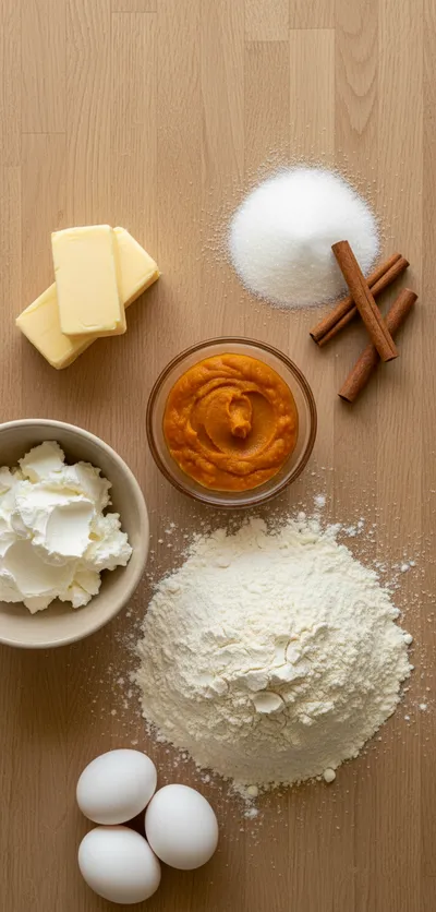 Soft Pumpkin Cookies with Cream Cheese Frosting - ingredients preparation