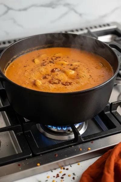 Creamy Roasted Garlic Tomato Soup - cooking process