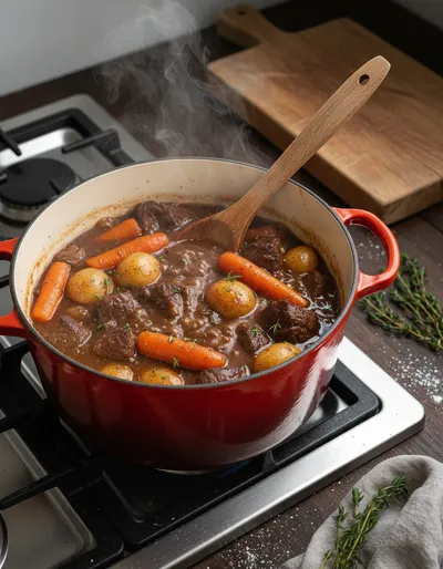 Red Wine Braised Beef Stew Recipe - cooking process
