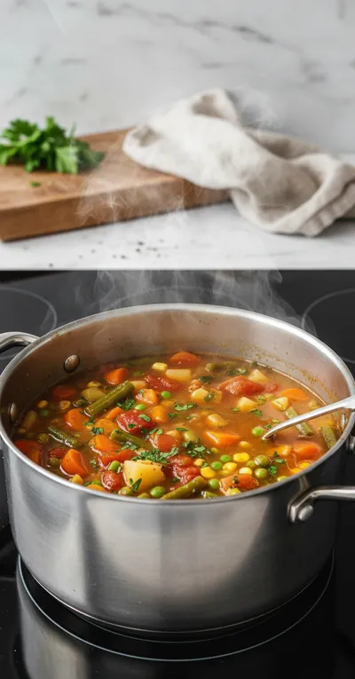 Vegetable Soup Recipe: The Best Homemade Version - cooking process