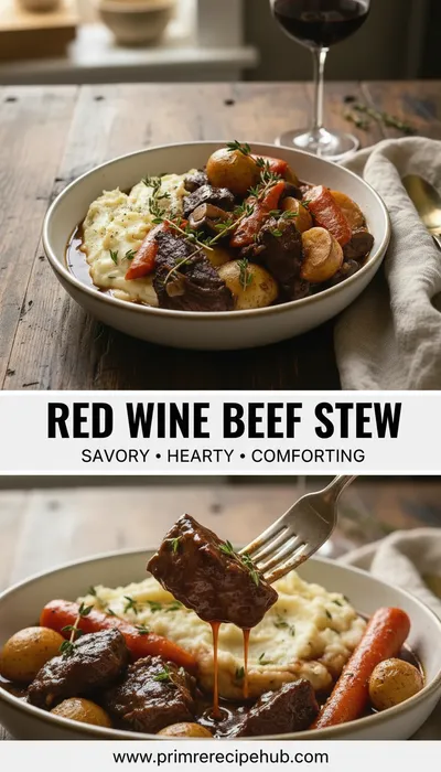Red Wine Braised Beef Stew Recipe - ready to serve