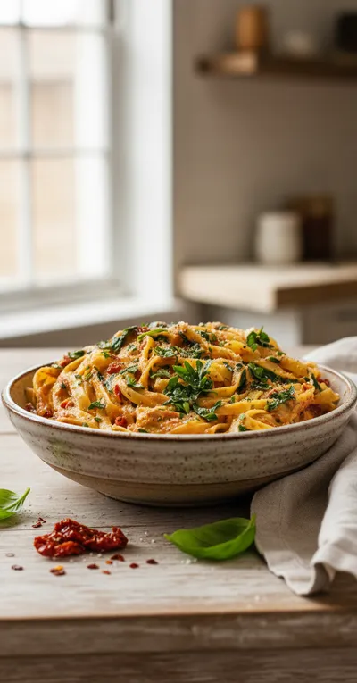 Creamy Sun-Dried Tomato Vegan Pasta Recipe