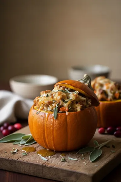 Ground Turkey & Brown Butter Sage Stuffed Pumpkins