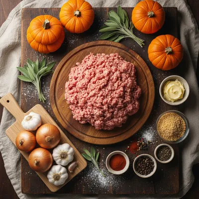 Ground Turkey & Brown Butter Sage Stuffed Pumpkins - ingredients preparation