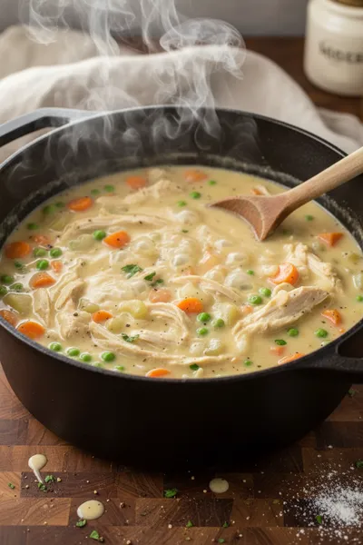 Healthy Chicken Pot Pie Soup Recipe - cooking process