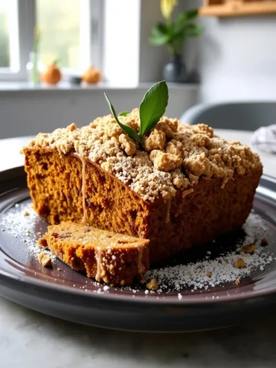 Easy Pumpkin Bread With Crumb Topping - ready to serve