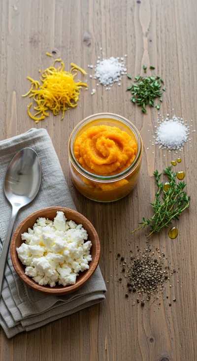 Pumpkin Whipped Feta Dip - ingredients preparation