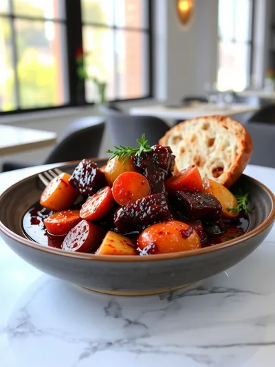 Red Grape Juice-Braised Beef Stew with Potatoes & Carrots - cooking process