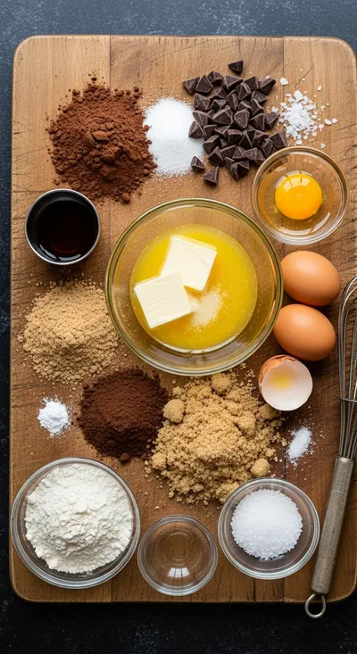 Salted Brownie Crinkle Cookies - ingredients preparation