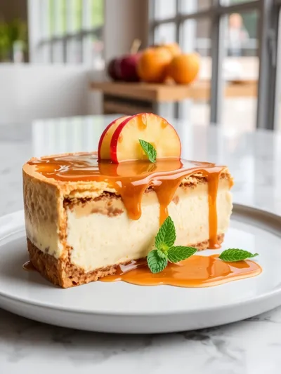 Salted Caramel Apple Pie Cheesecake - ready to serve