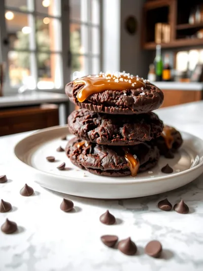 Salted Caramel Dark Chocolate Cookies - cooking process