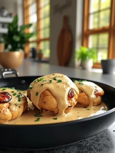 Skillet Chicken Thighs in Creamy Garlic Sauce