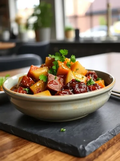 Slow-Cooked Beef and Vegetable Stew - cooking process