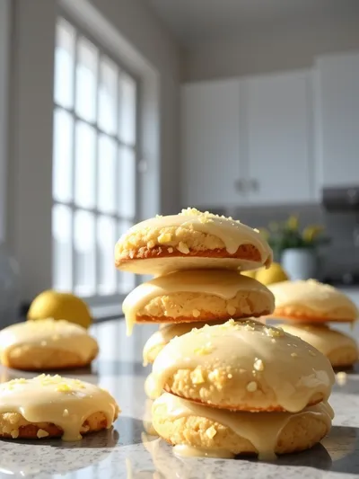 Soft Lemon Frosted Cookies With Zesty Glaze